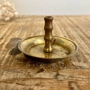 Tiny Brass Colored Candle Holder 1.25” Tall